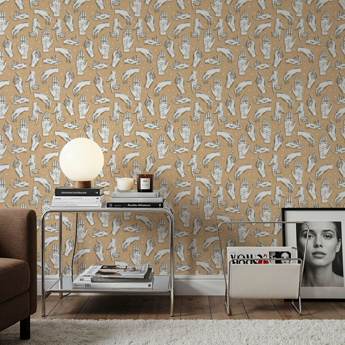 The Palm Reader Gold Mural Wallpaper - room preview 05