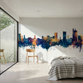 Lubbock Texas Skyline Blue & Bronze Mural Wallpaper - room preview 05