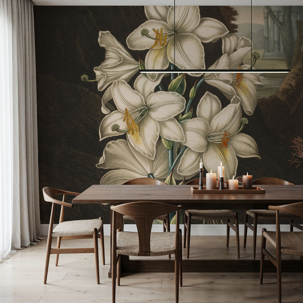 Temple of Flora White Mural Wallpaper - room preview 05