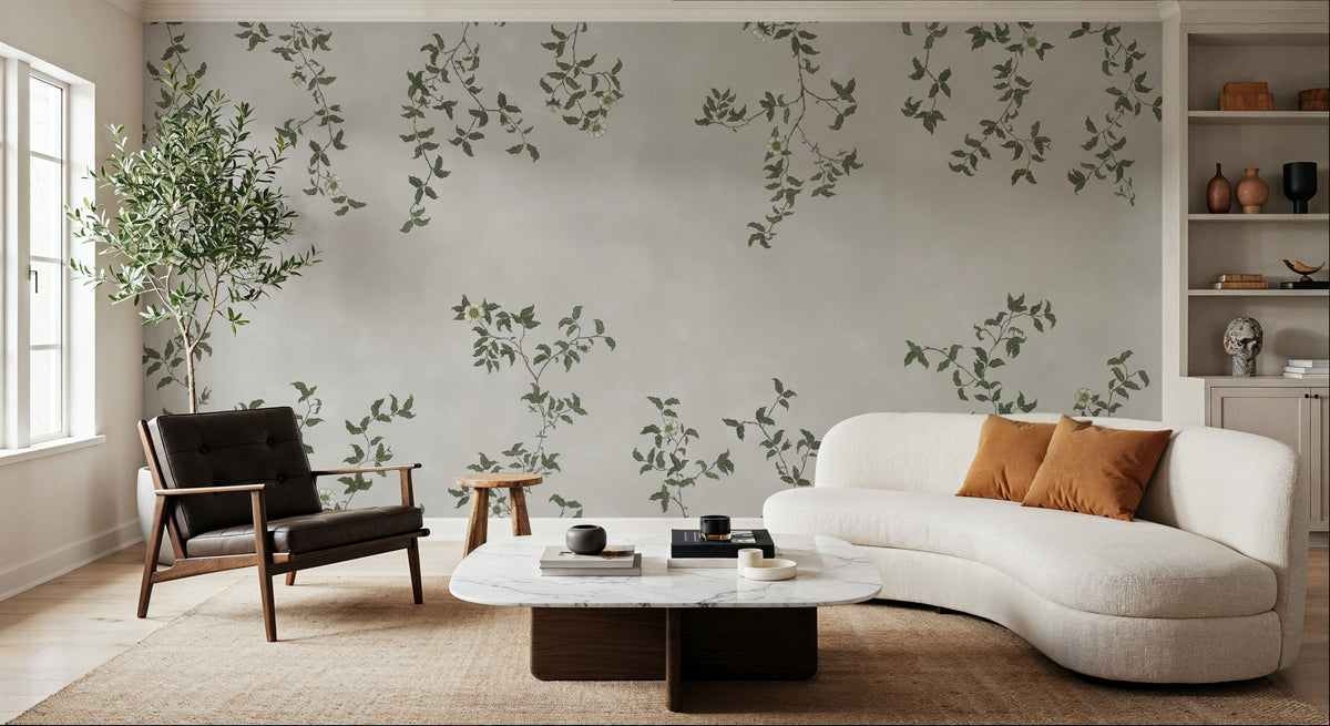 Rambling Rose, Ivory on Cloud Mural Wallpaper - room preview 05