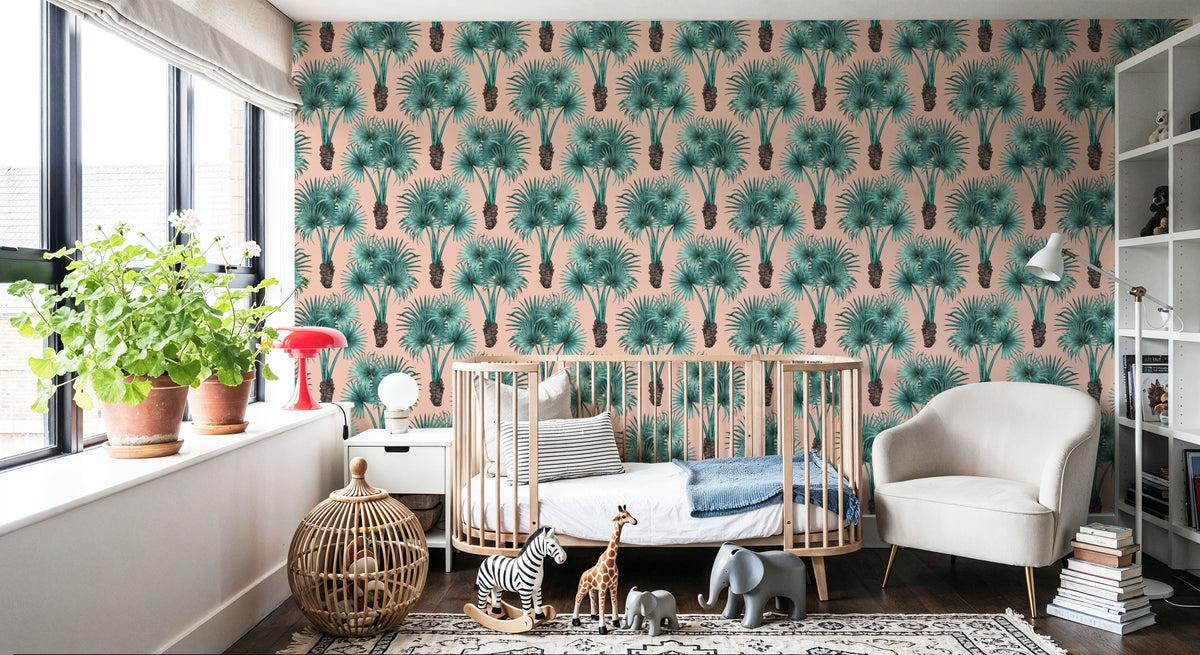 Elephant Ear Tree, Pink Mural Wallpaper - room preview 05