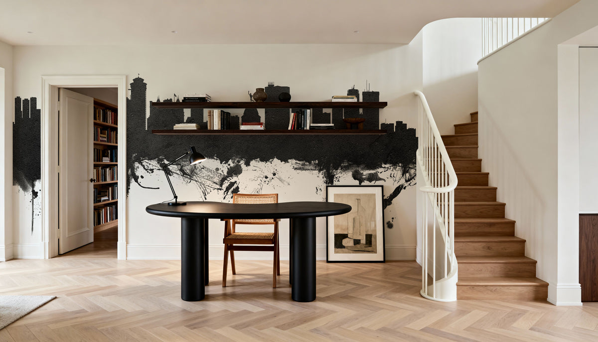 Winnipeg Canada Skyline Black & White Mural Wallpaper - room preview 05