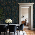 Swaying Palm Leaves, Teal Mural Wallpaper - room preview 05