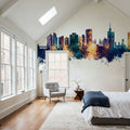 Lagos Nigeria Skyline Blue & Bronze Mural Wallpaper - room preview 05