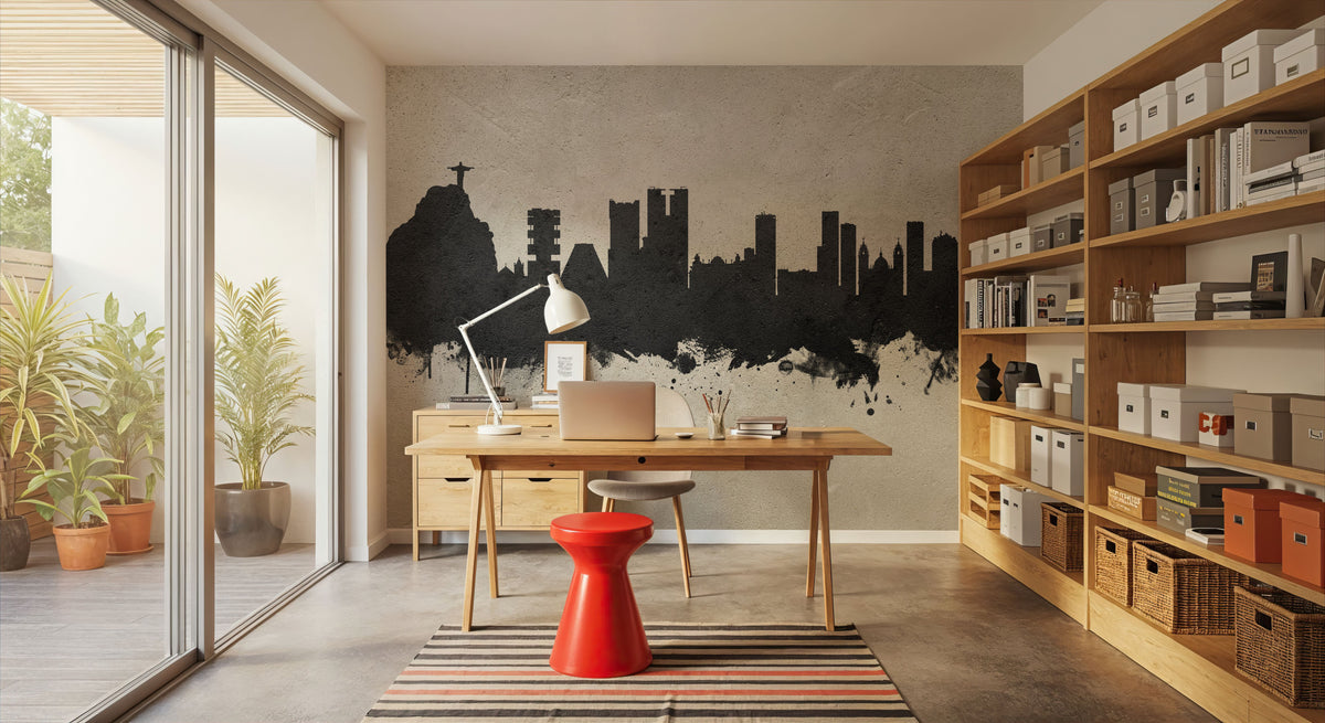Rio De Janeiro Brazil Skyline Concrete Mural Wallpaper - room preview 05