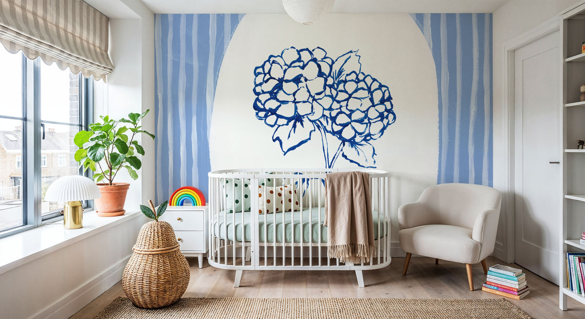 Striped Floral I Mural Wallpaper - room preview 05