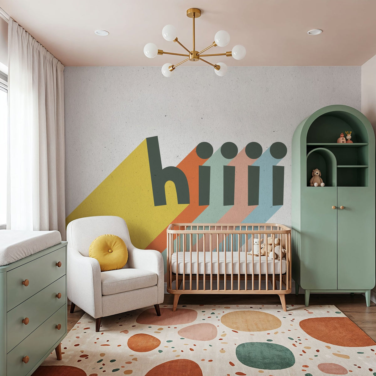 Hiiii Rainbow Mural Wallpaper - room preview 05