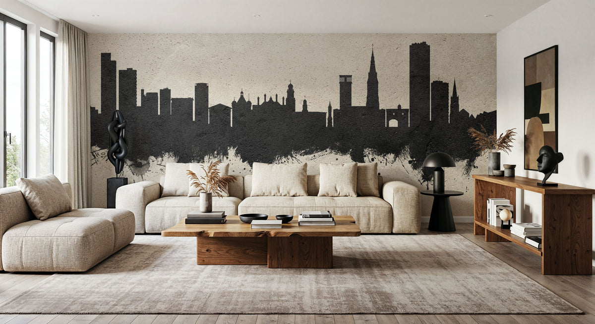 Leicester England Skyline Concrete Mural Wallpaper - room preview 05