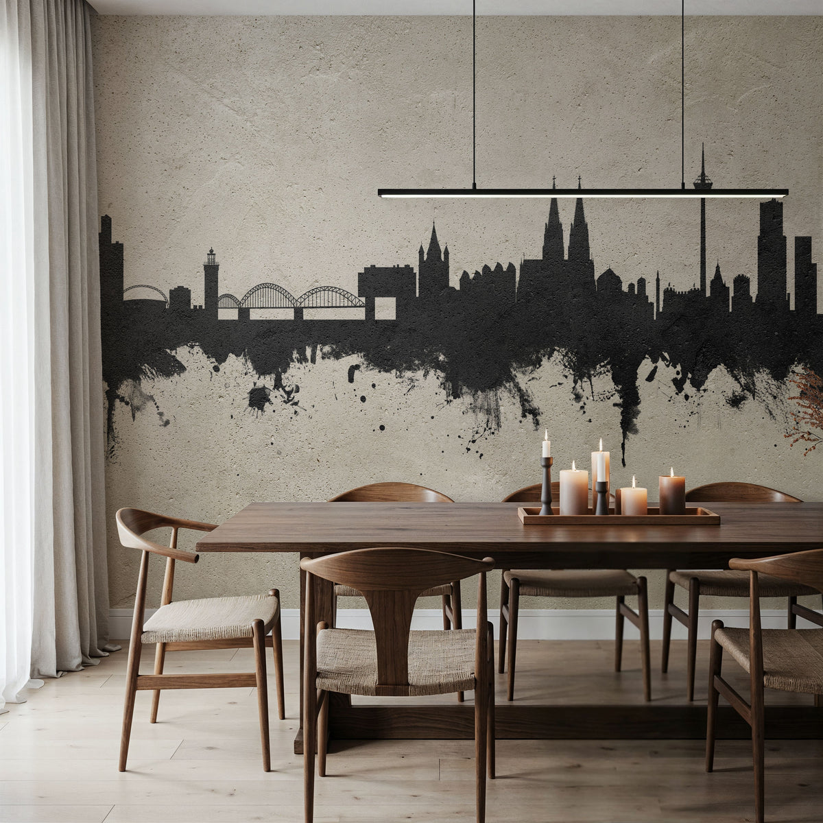 Cologne Germany Skyline Concrete Mural Wallpaper - room preview 05