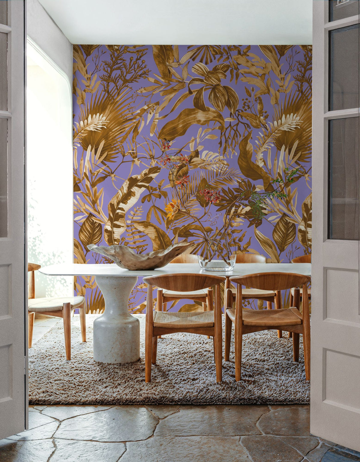 Bright Purple Leaves Mural Wallpaper - room preview 05