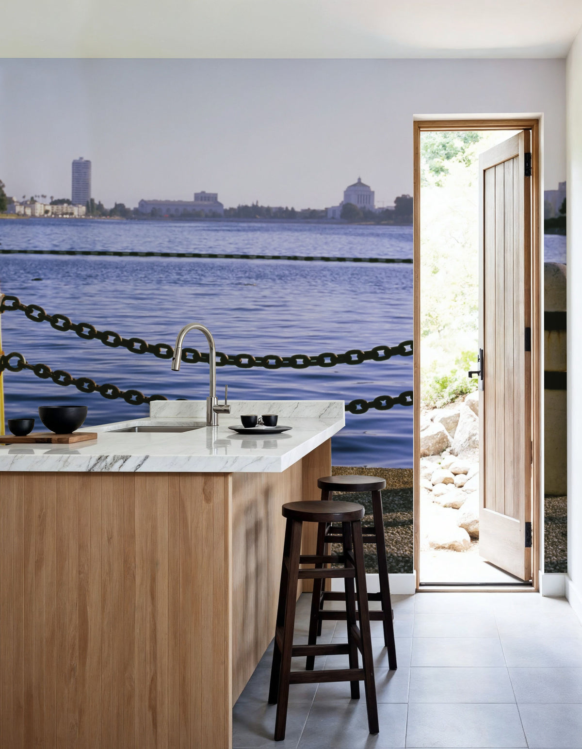 Urban Waterfront Serenity Mural Wallpaper - room preview 05