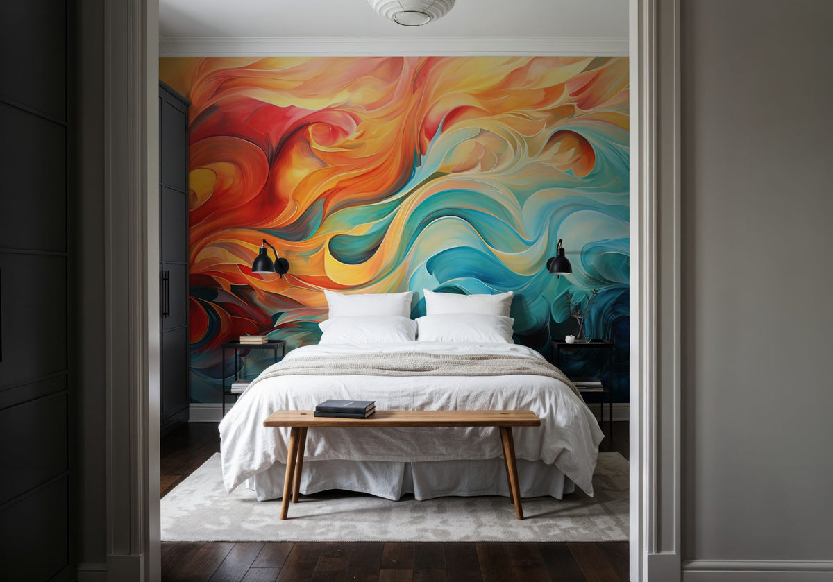 Ocean of Flames Mural Wallpaper - room preview 05