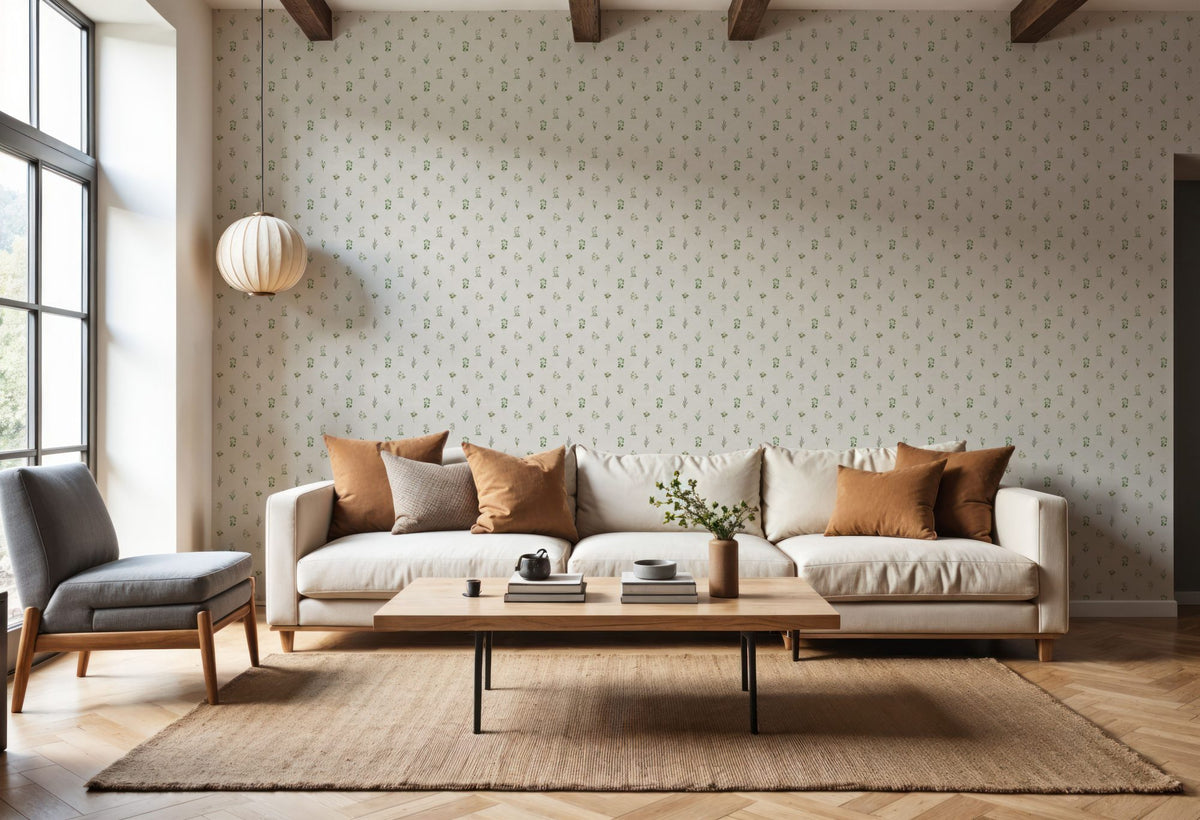 Nordic Flora Ivory Petite, Cloud Mural Wallpaper - room preview 05