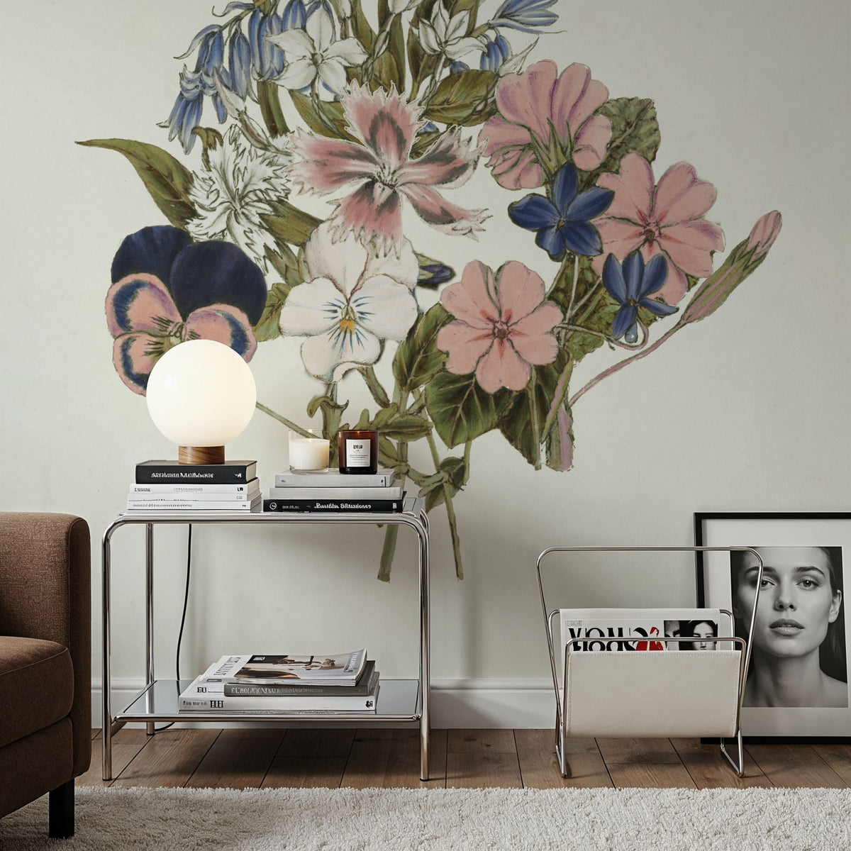 Pansy Party I Honeybloom Mural Wallpaper - room preview 05