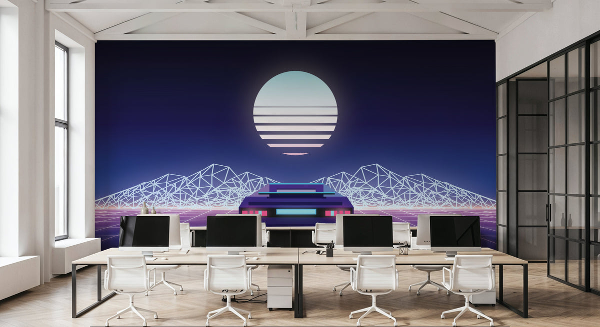 Retrowave Car Mural Wallpaper - room preview 05