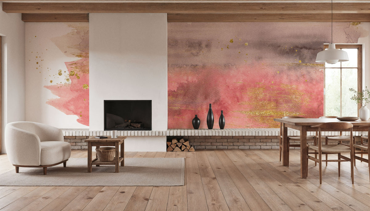 Desert Blooms Abstract I on White Mural Wallpaper - room preview 05