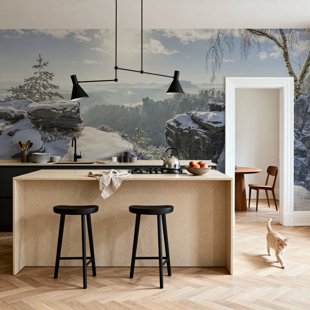 Swiss Winter Mural Wallpaper - room preview 05