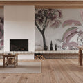 Tropical Forest Strolls Gray Blue Mural Wallpaper - room preview 05