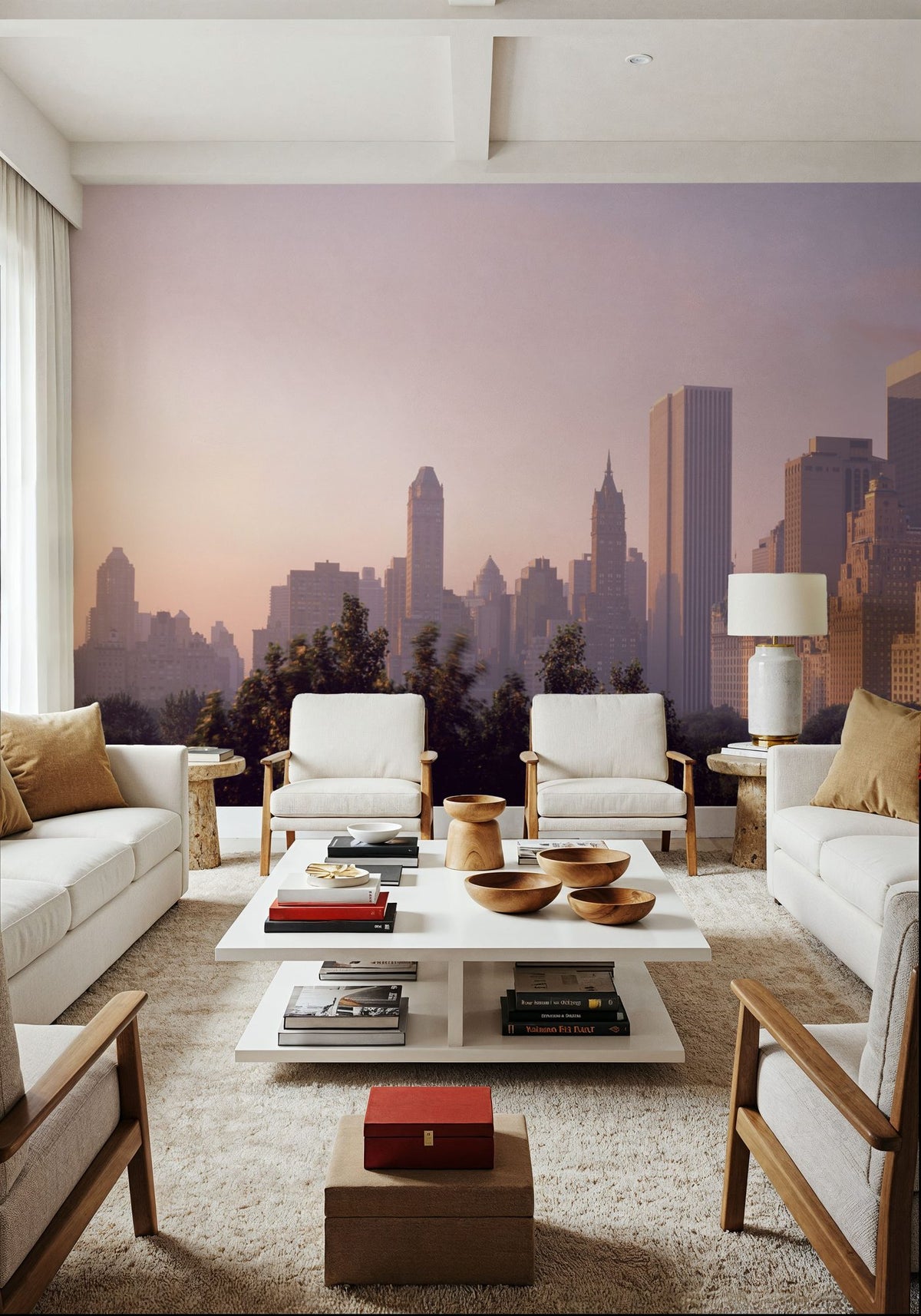 Sunset Skyline Mural Wallpaper - room preview 05