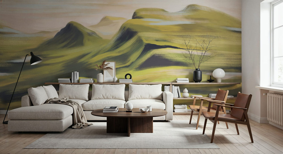 Oil Mountain, Greens Mural Wallpaper - room preview 05