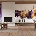 Umeå Skyline Purple & Gold Mural Wallpaper - room preview 05