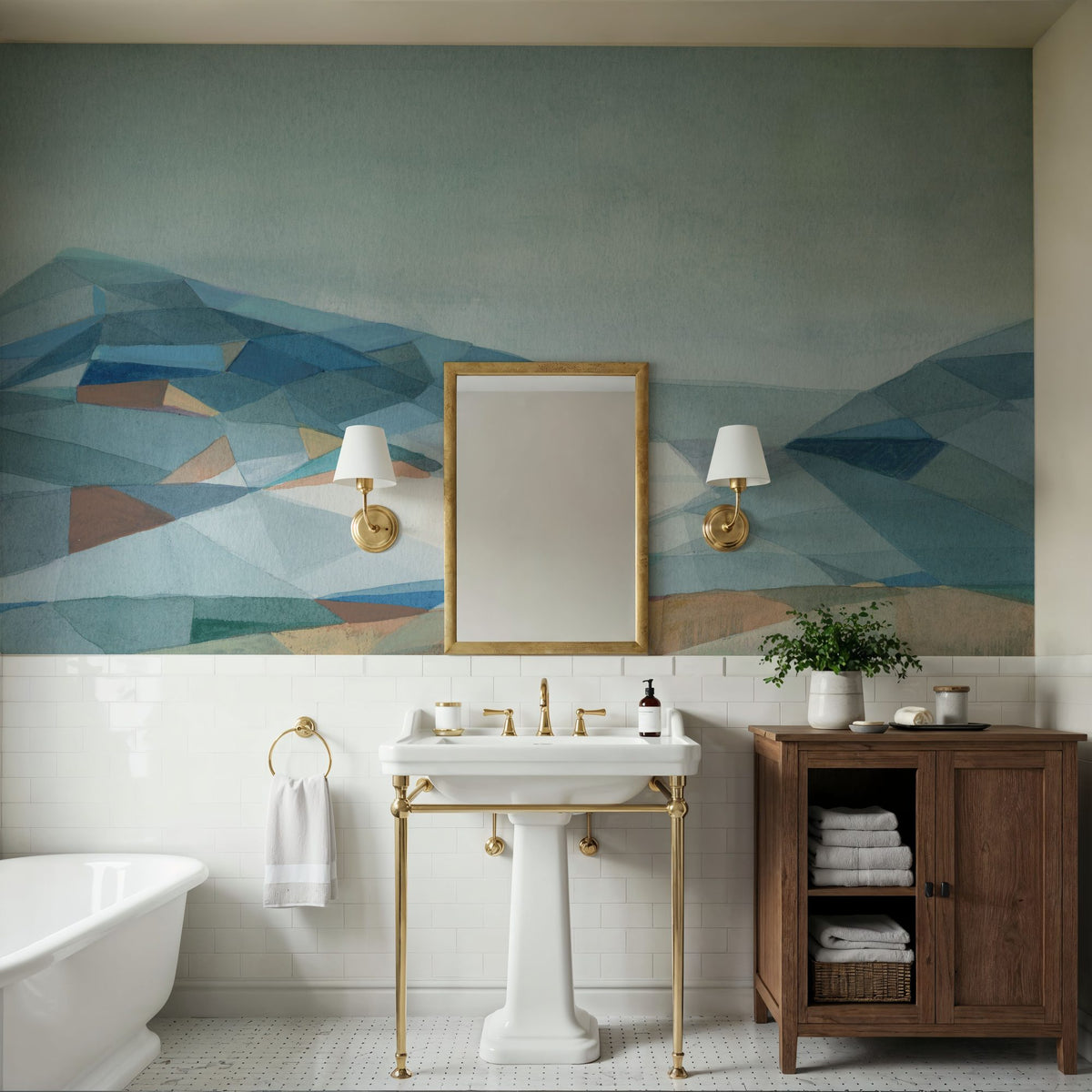 Geo Mountain Mural Wallpaper - room preview 05
