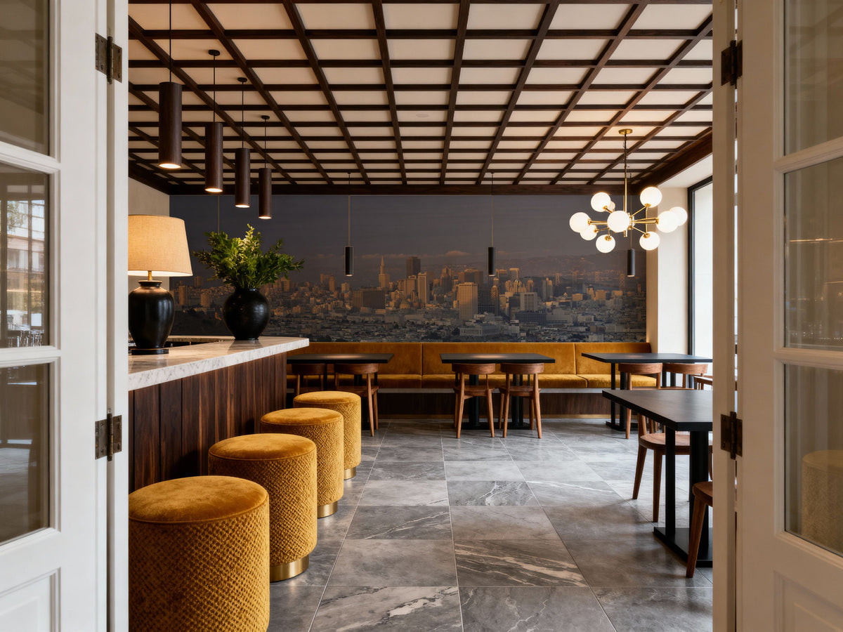 Golden Metropolis Dusk II Mural Wallpaper - room preview 05
