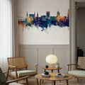 Fort Wayne Indiana Skyline Blue & Bronze Mural Wallpaper - room preview 05