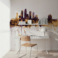 Tampa Florida Skyline Purple & Gold Mural Wallpaper - room preview 05