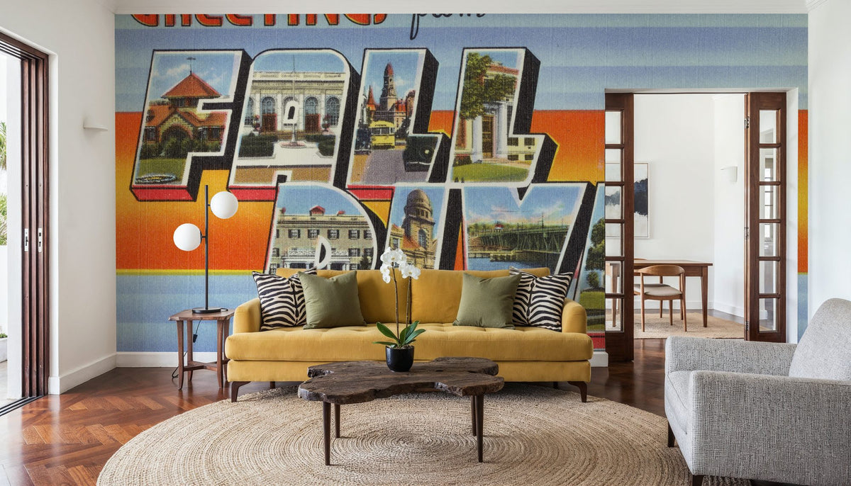 Greetings From Fall River Mural Wallpaper - room preview 05
