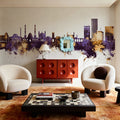 Kabul Afghanistan Skyline Purple & Gold Mural Wallpaper - room preview 05