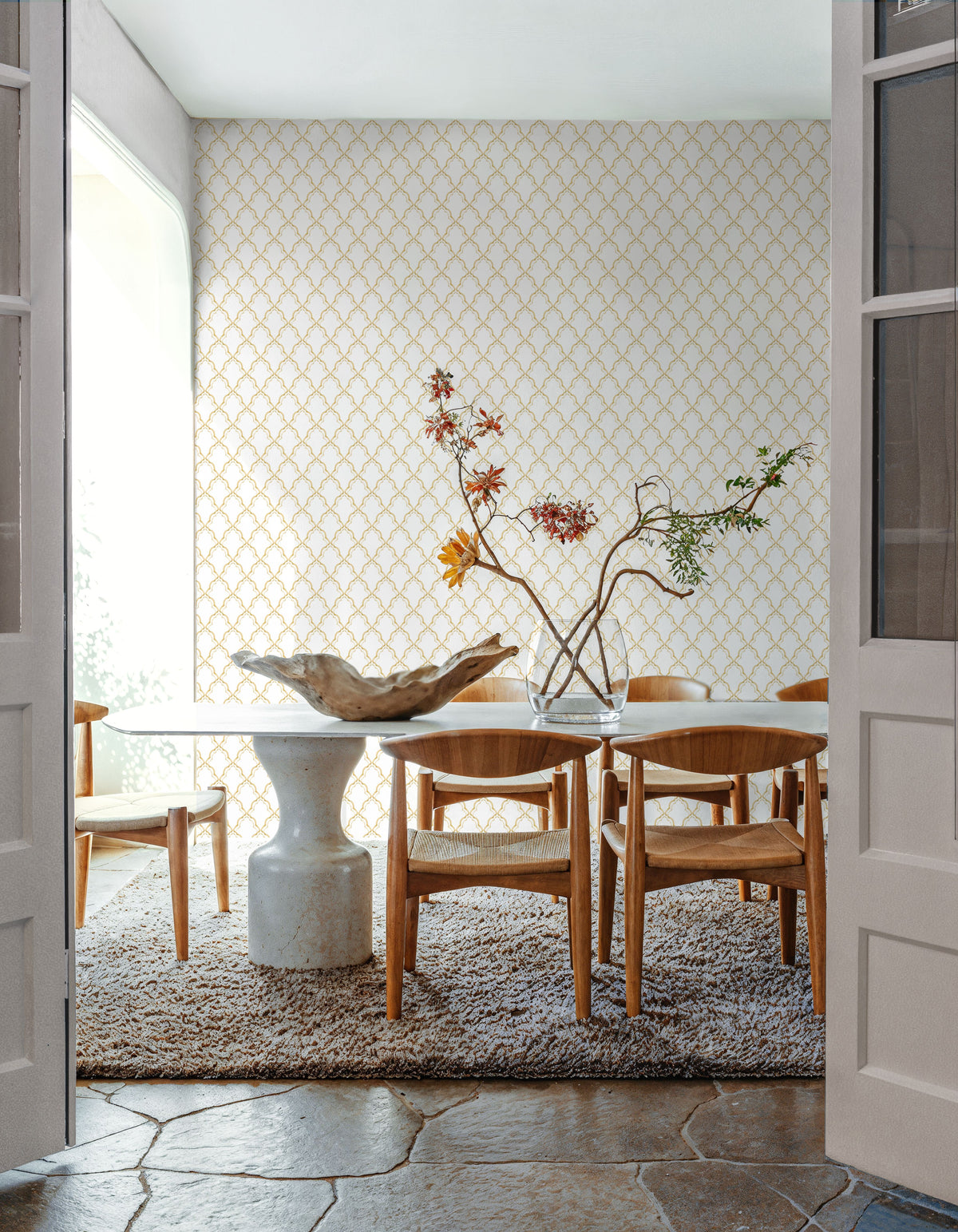 Medallion Trellis, Sunflower Mural Wallpaper - room preview 05
