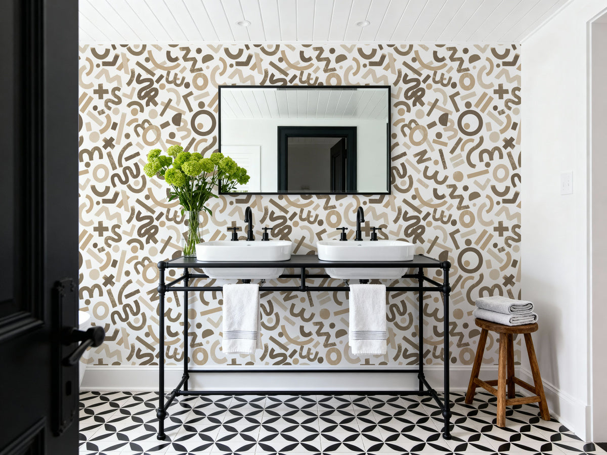 Pop Letter Marks, Coffee Mural Wallpaper - room preview 05
