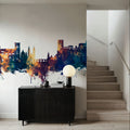 Granada Spain Skyline Blue & Bronze Mural Wallpaper - room preview 05