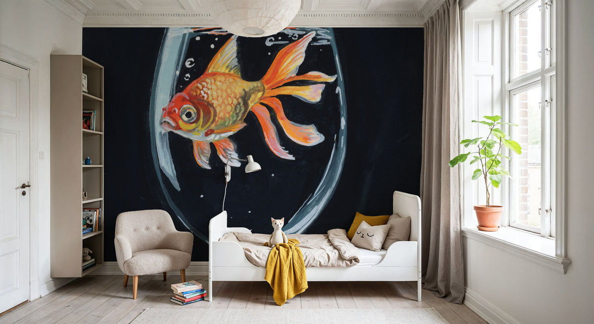 Goldfish in Wine Glass Mural Wallpaper - room preview 05