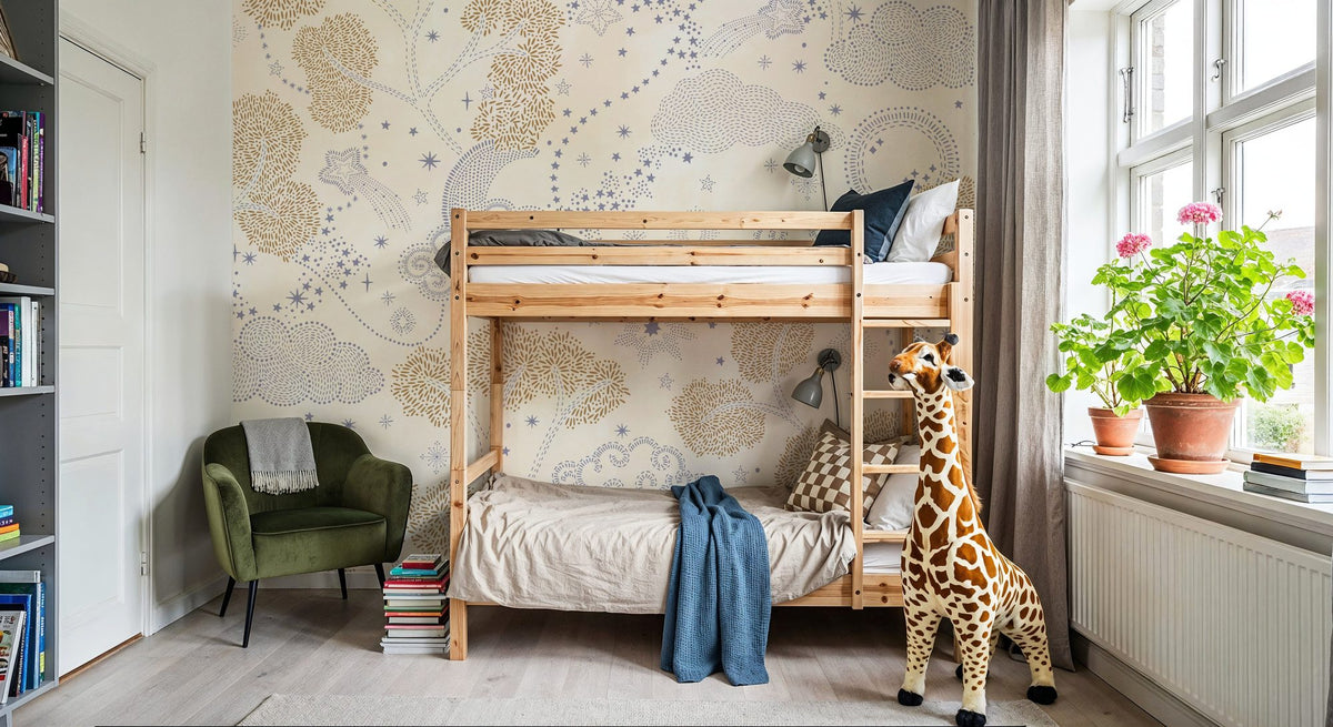 Moonlit Sky, Cream Mural Wallpaper - room preview 05