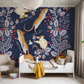 Holiday Mice, Blue Mural Wallpaper - room preview 05