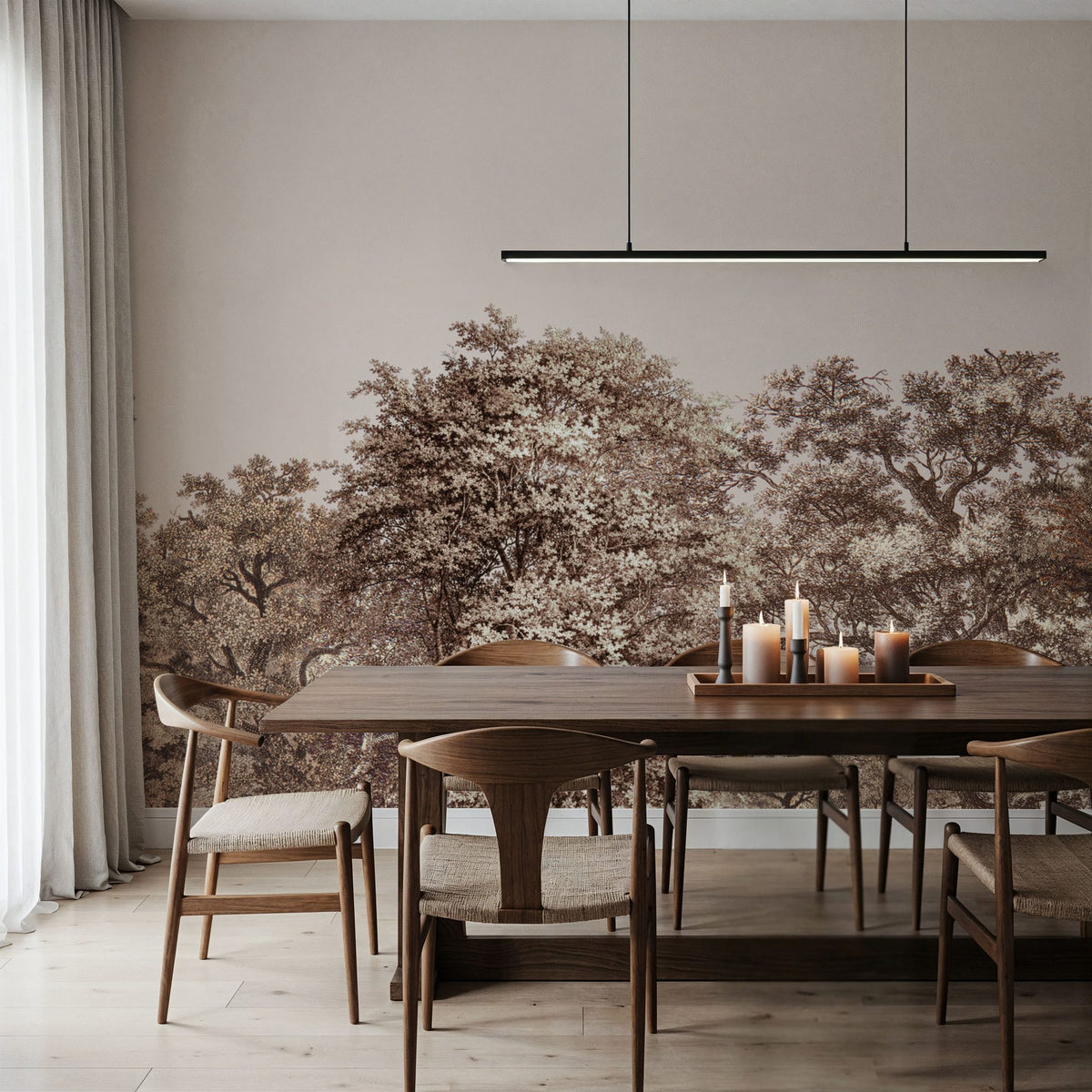 Over the Treetops, Sepia Mural Wallpaper - room preview 05
