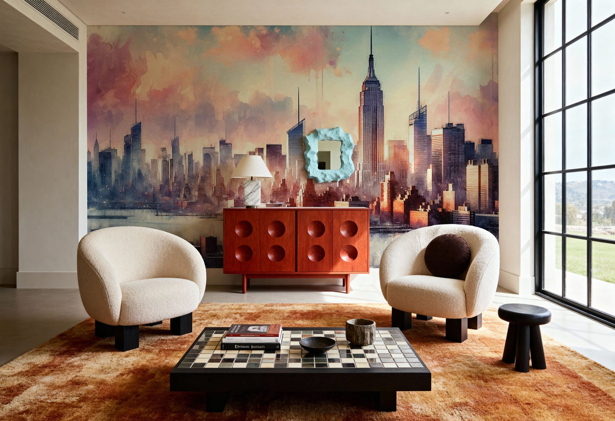 Sunset Hues Over NYC Mural Wallpaper - room preview 05