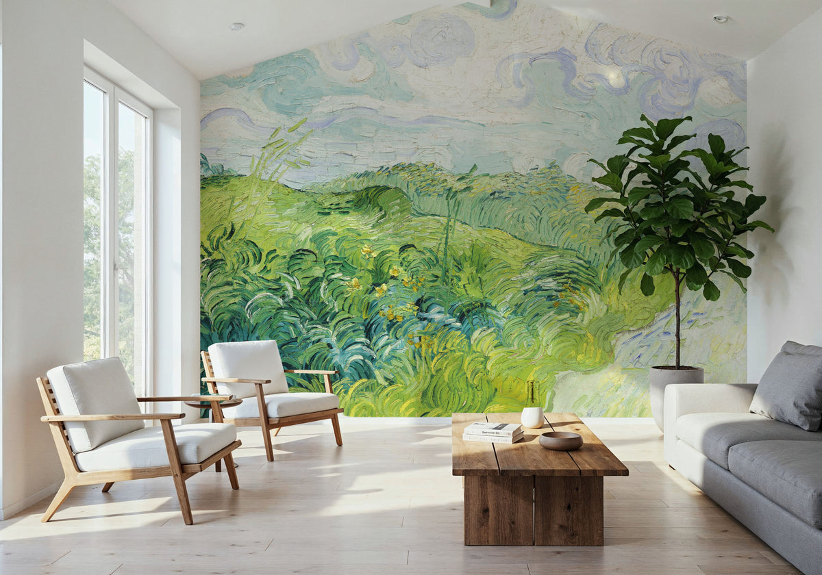 Green Wheat Fields, Auvers Mural Wallpaper - room preview 05