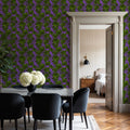 Pop Peonies, Green & Purple Mural Wallpaper - room preview 05