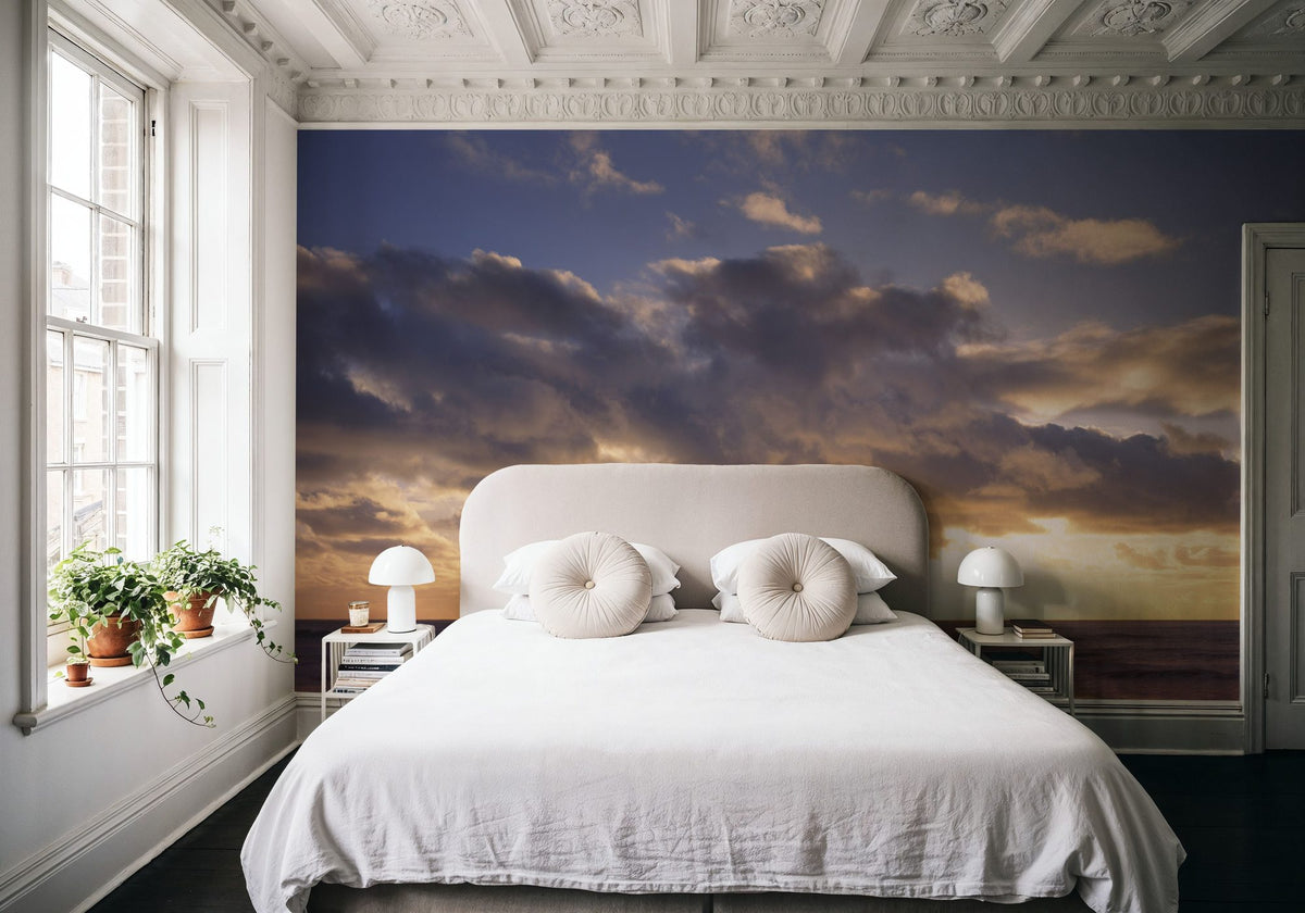 Golden Cloudscape Mural Wallpaper - room preview 05