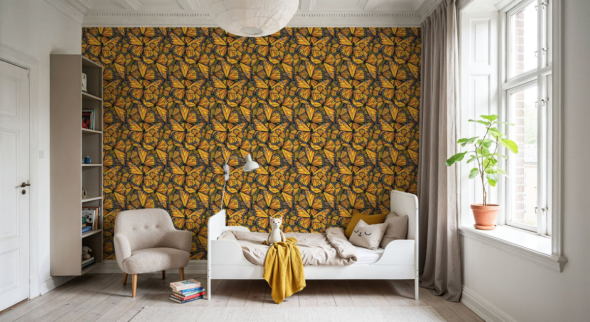 Monarch Movements, Olive Mural Wallpaper - room preview 05