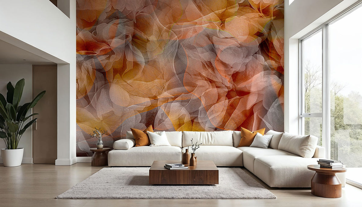 Sunset Floral Waves Mural Wallpaper - room preview 05