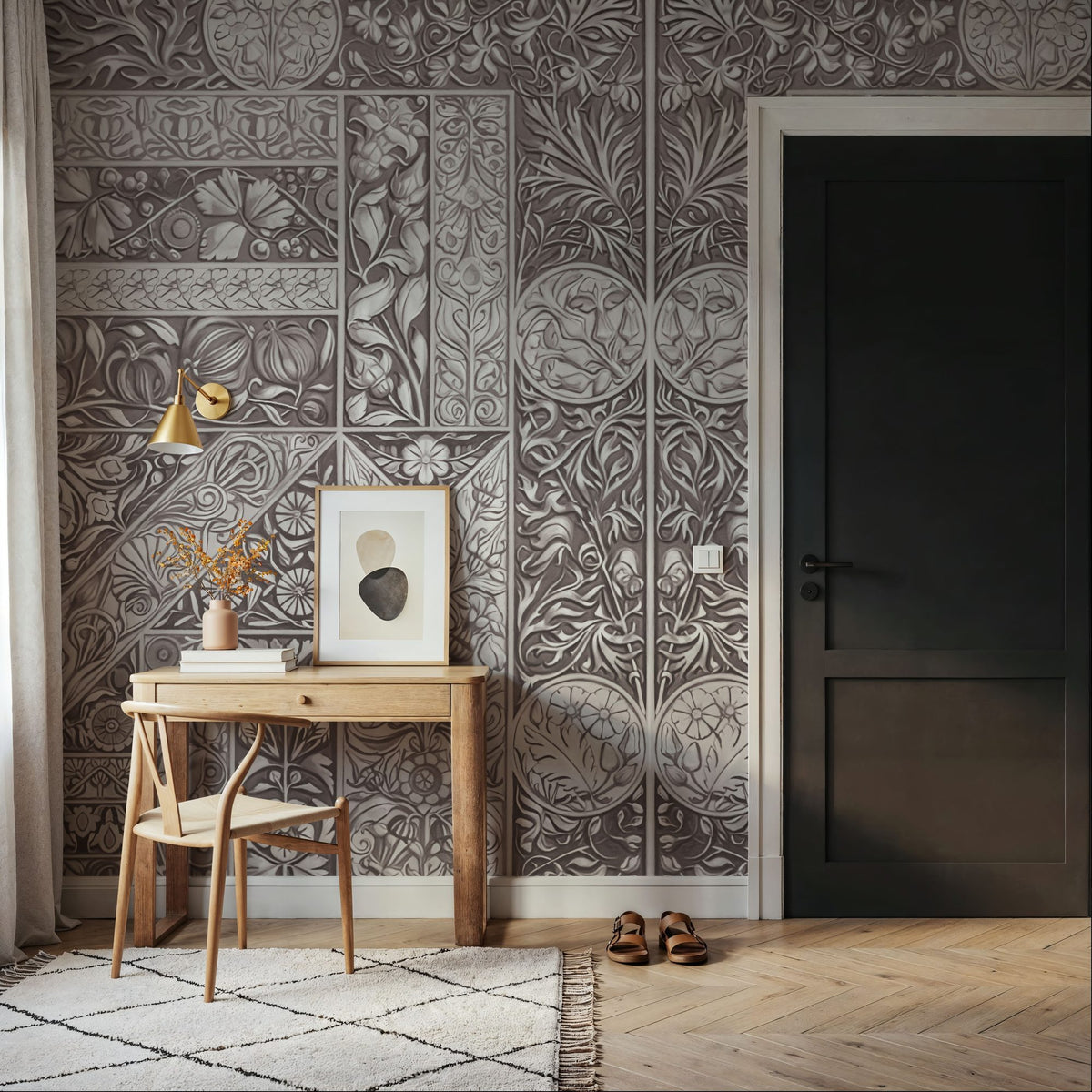 Flower Collection, Mauve Mural Wallpaper - room preview 05