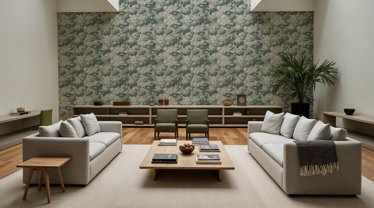 Greenwood Linden, Dusty Green Mural Wallpaper - room preview 05