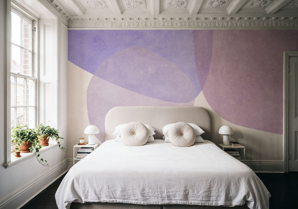 Embracing Shapes, Aura Indigo Mural Wallpaper - room preview 05