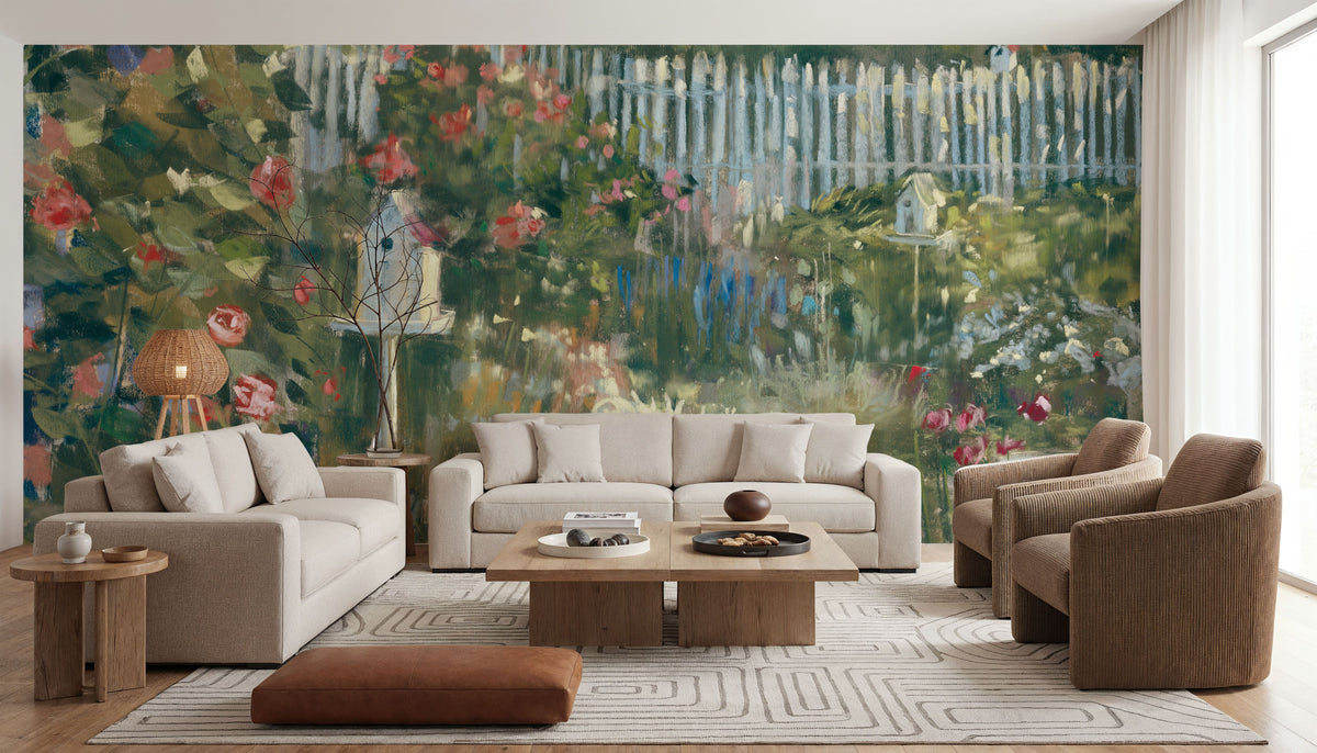Birdhouse Garden Mural Wallpaper - room preview 05