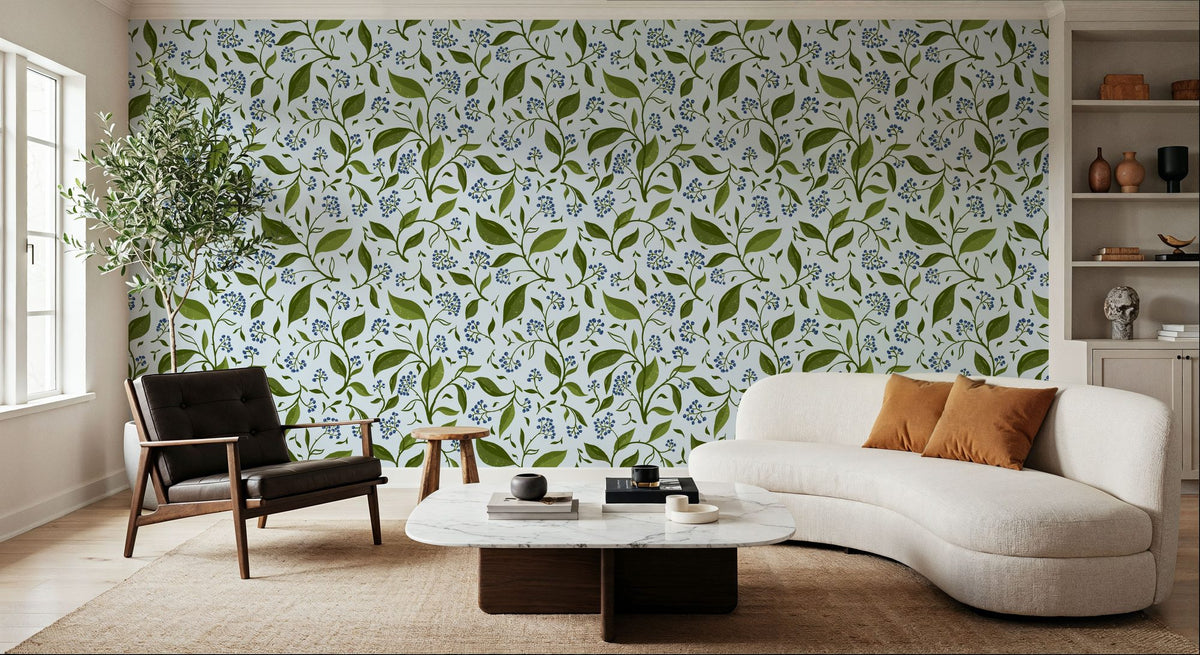 Winter Berries, Ice Blue Mural Wallpaper - room preview 05