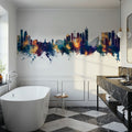 Rotterdam the Netherands Skyline Blue & Bronze Mural Wallpaper - room preview 05